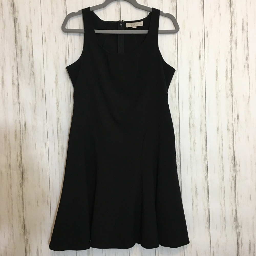 LOFT Black fit and flare sleeveless dress